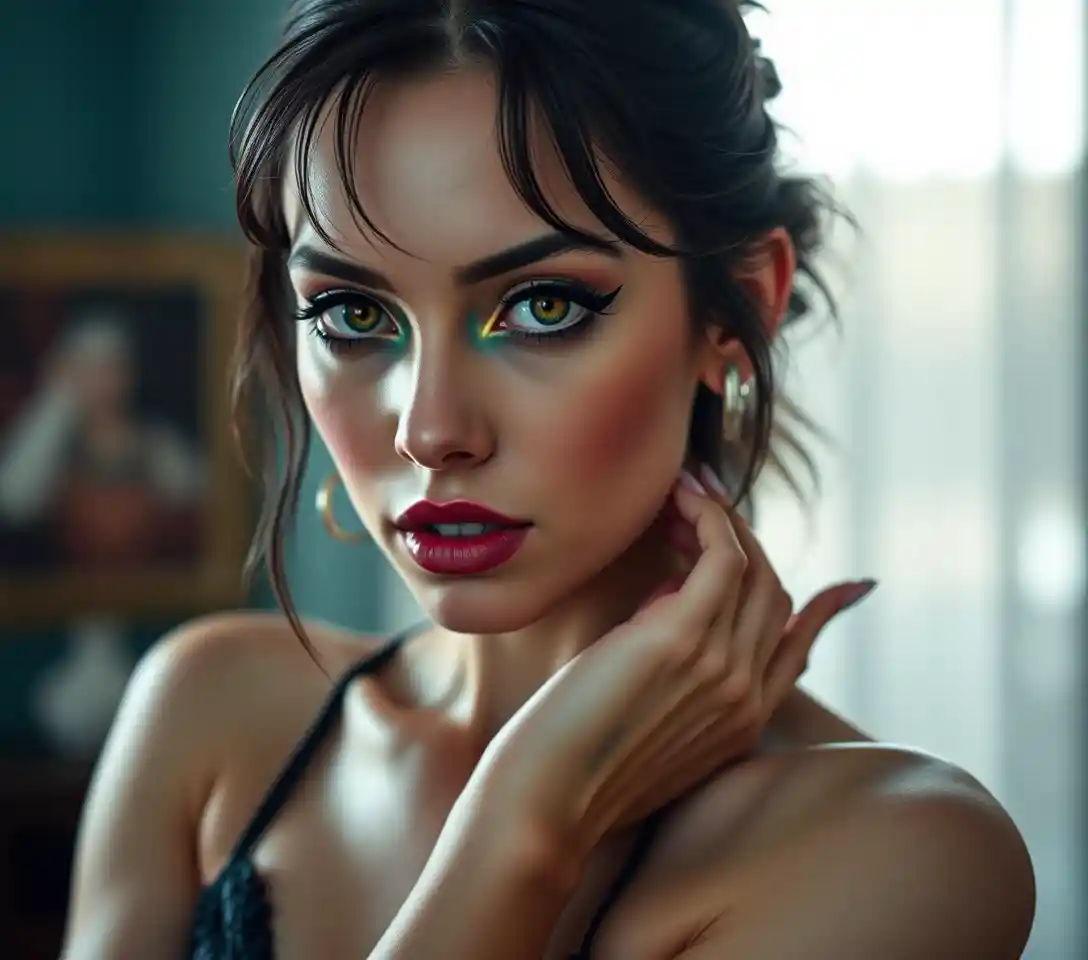Cinematic portrait of a mysterious expressive woman