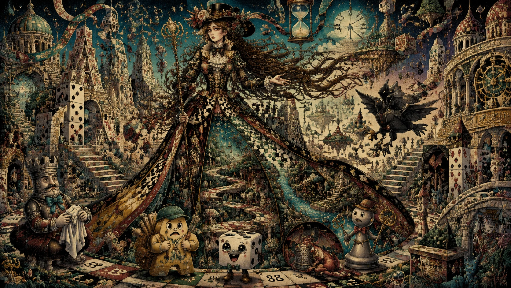 Surreal Female Guardian On Bending Strategy Game World