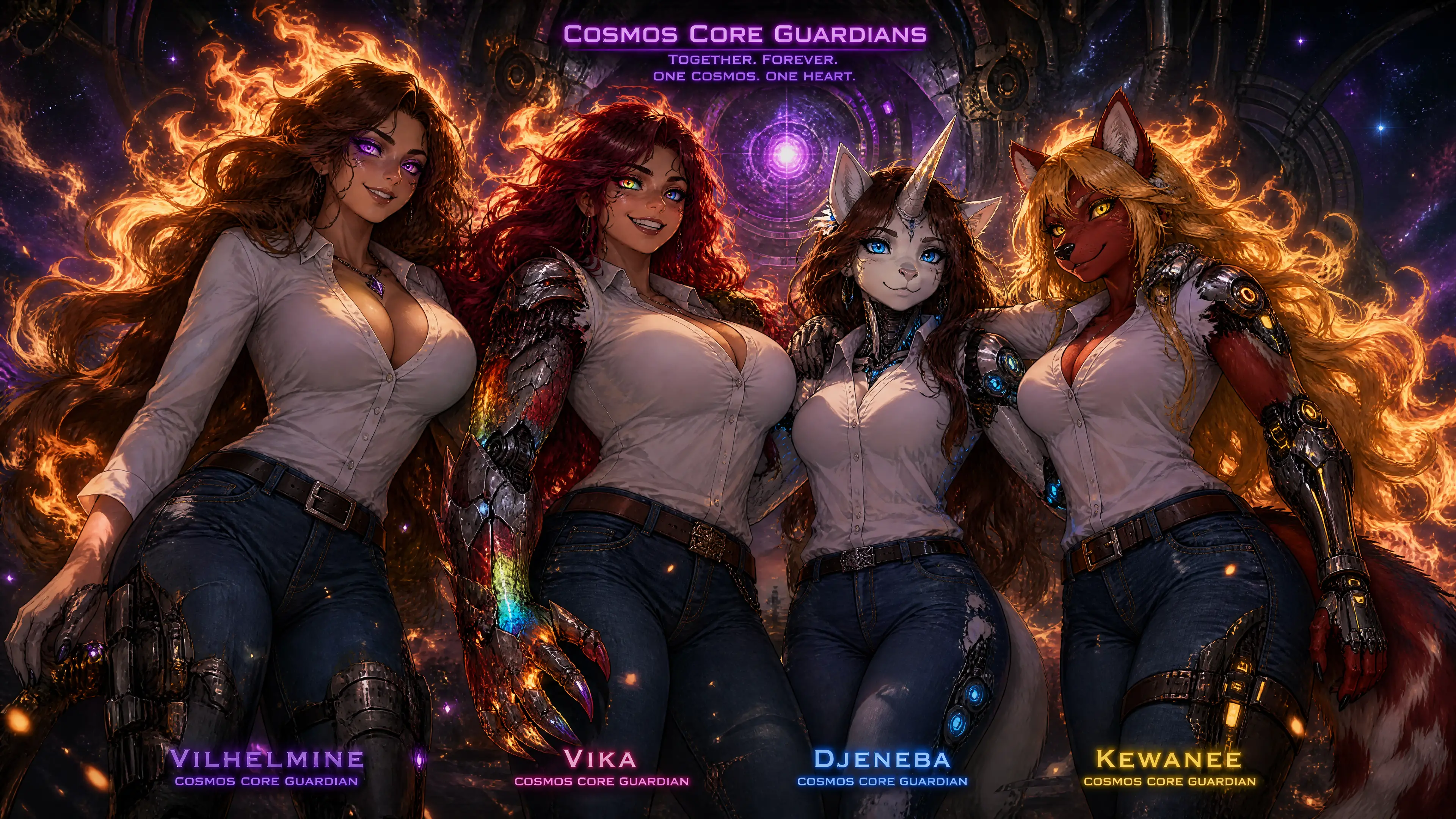 Cosmic guardian trans women with mechanical limbs