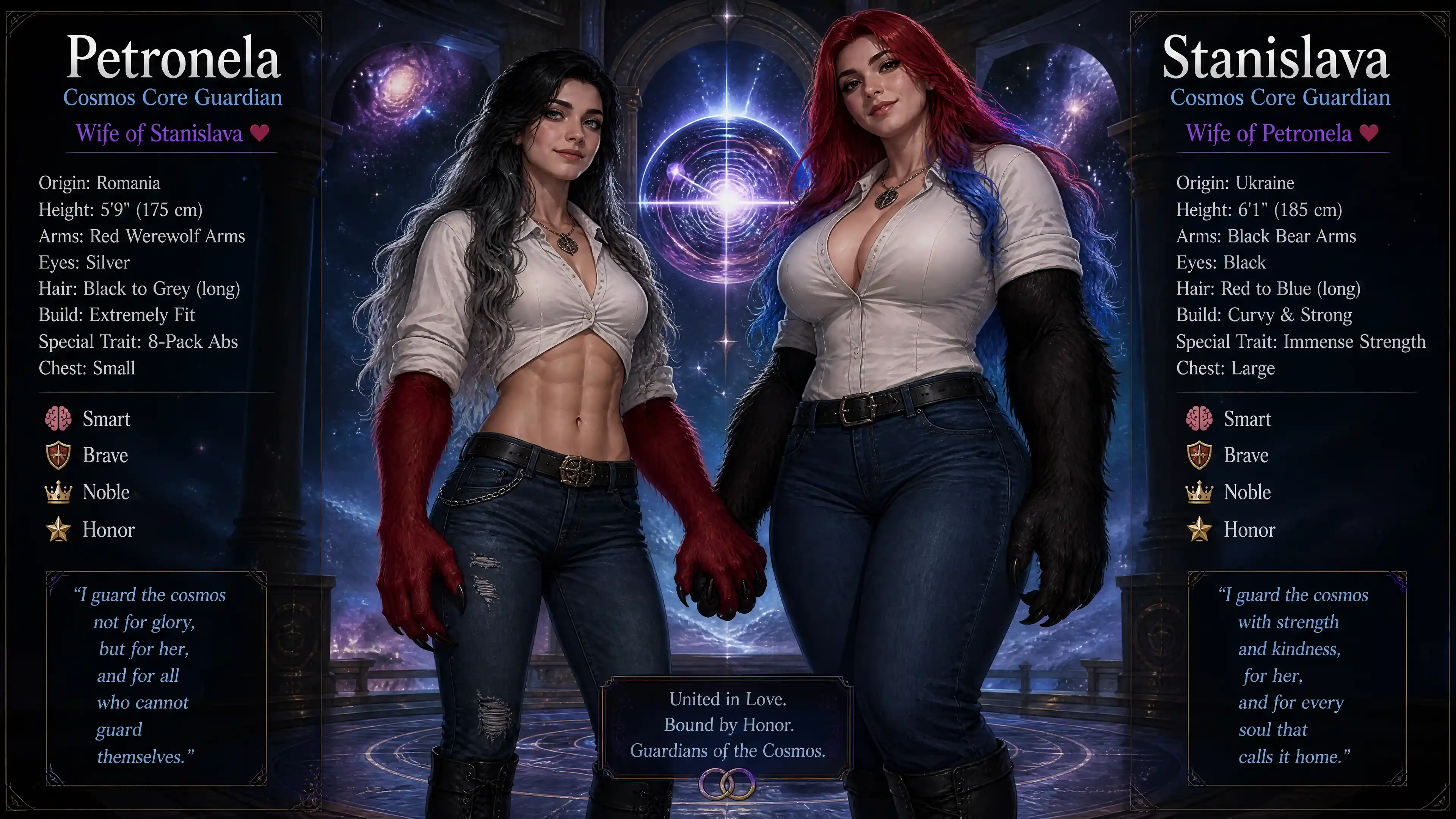 Cosmos core guardian woman with werewolf arms
