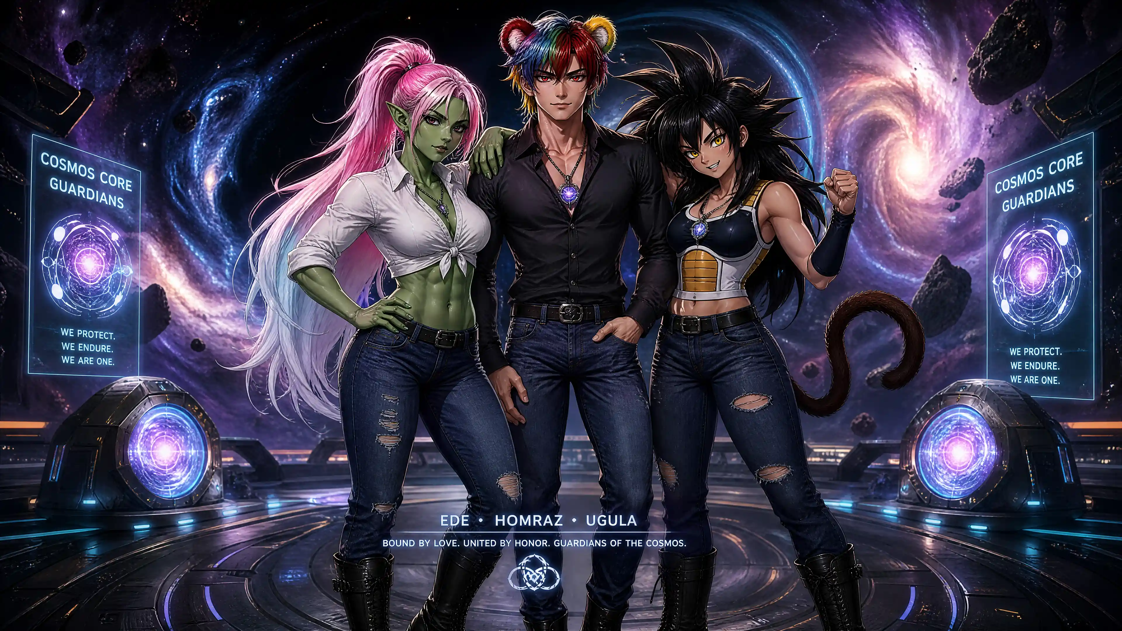 French hero with cosmic bear ears and red eyes