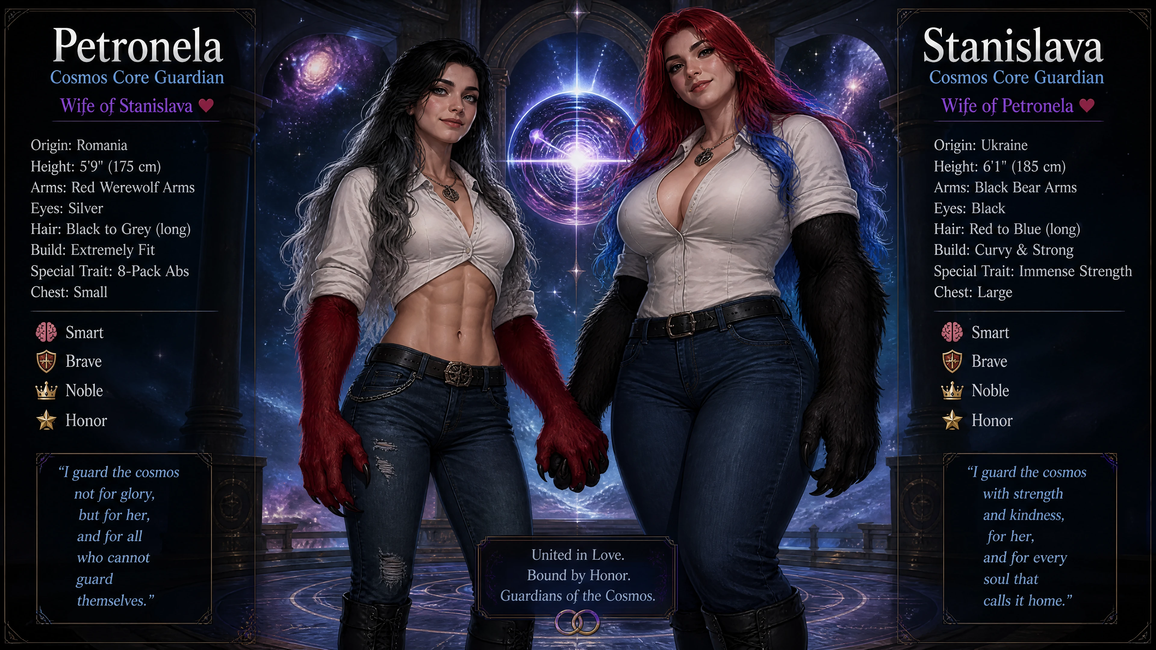Cosmos core guardian woman with werewolf arms