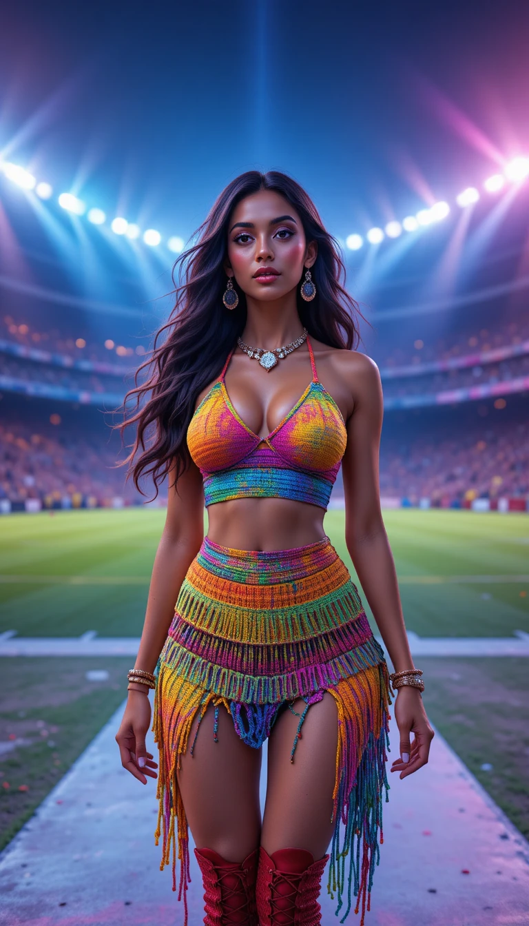 Indian fashion muse in spectrum tie dye festival outfit