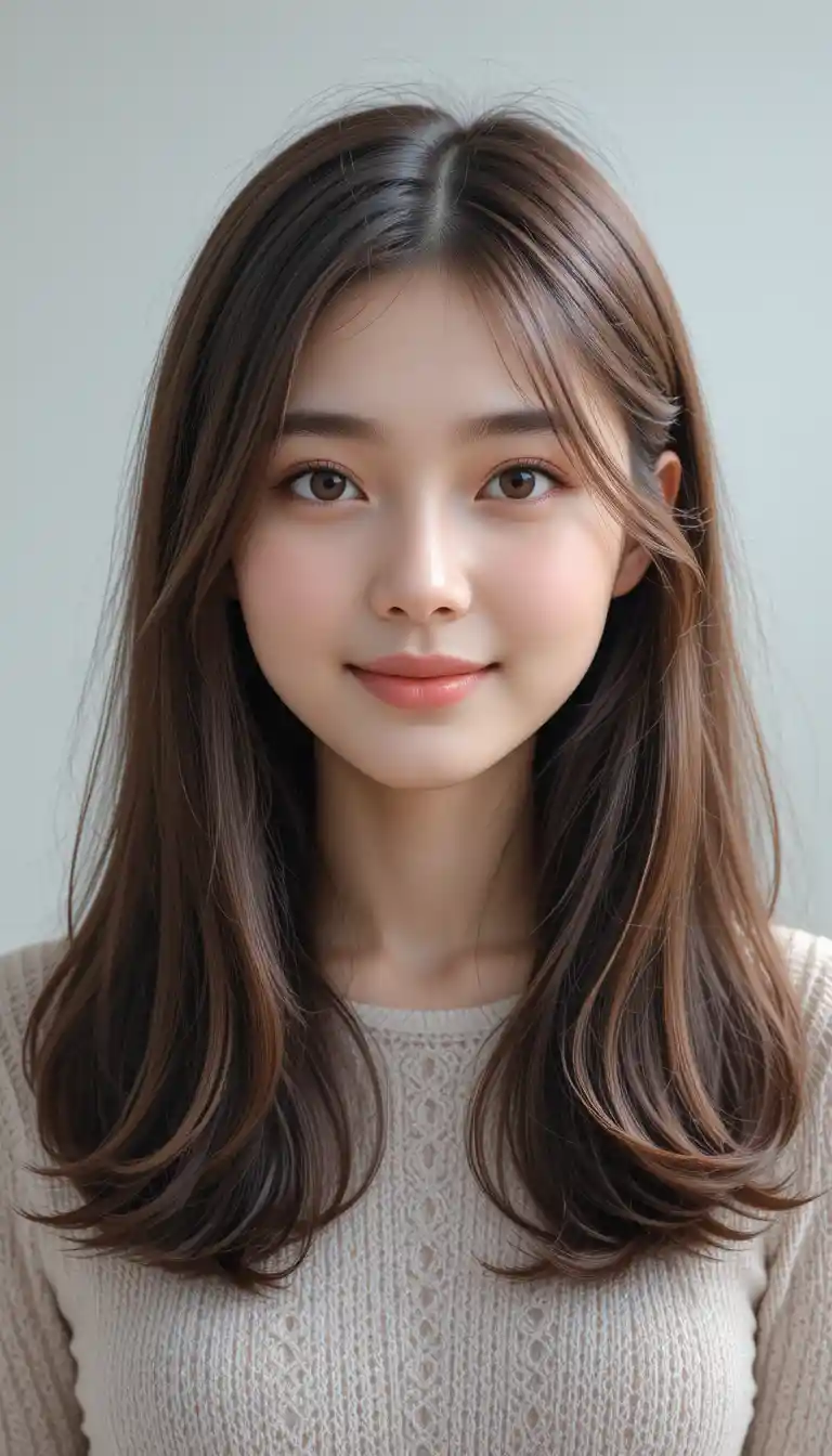 Cheerful young Japanese girl with bright radiant smile