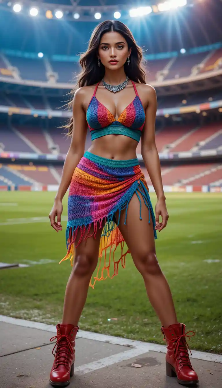 Indian fashion muse in vibrant athletic inspired outfit