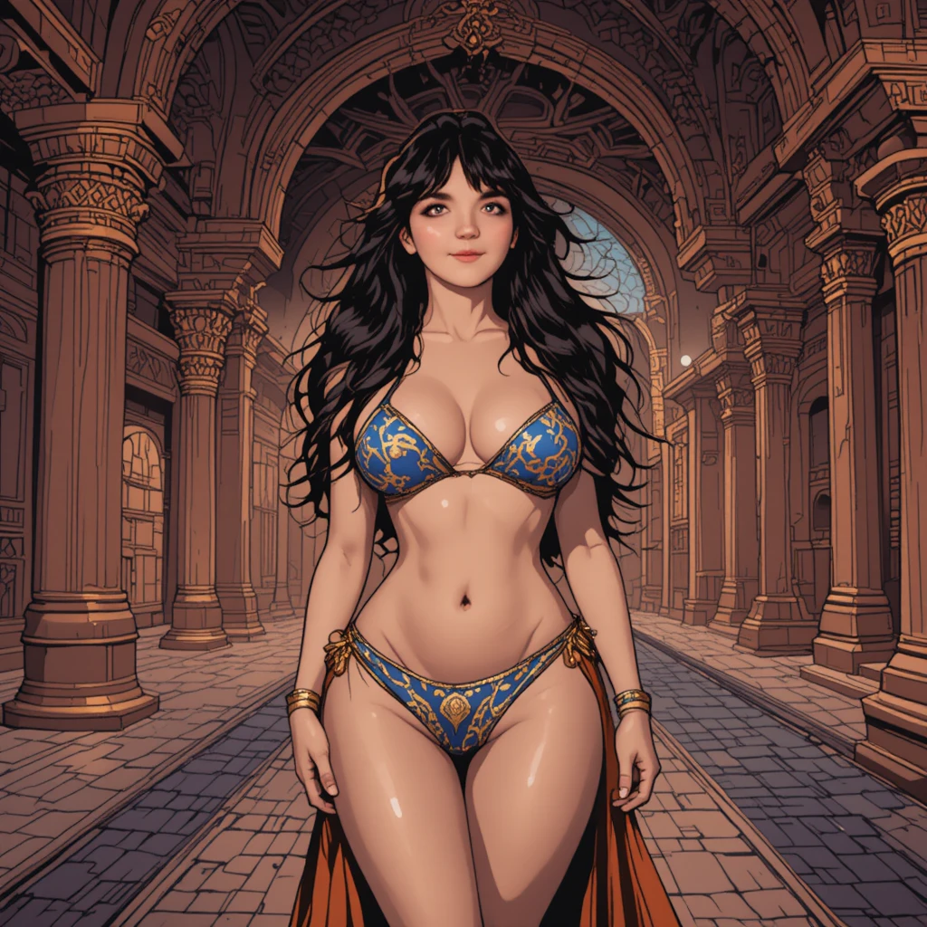 Sultry harem woman in micro bikini at palace