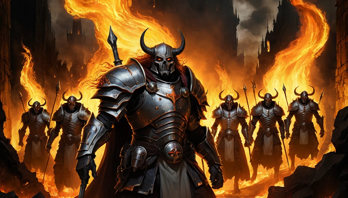 Apocalyptic Riders Before The Fiery Gates Of Hell