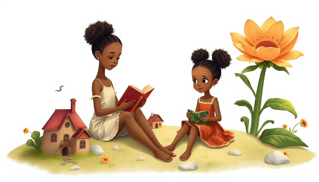 Girl Reading On A Giant Flower In Fantasy World