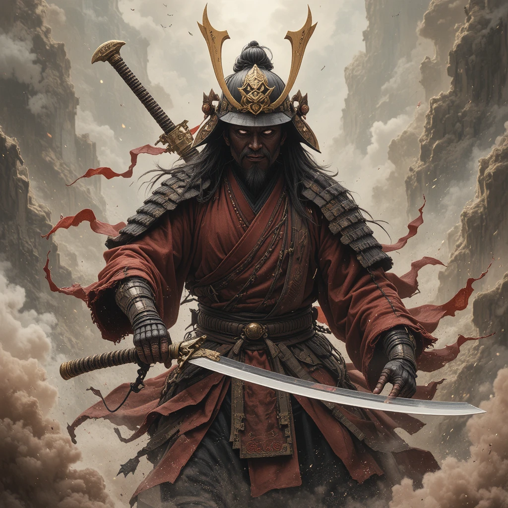 Ancient Japanese samurai warrior battling evil across time