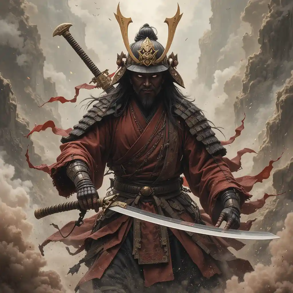 Ancient Japanese samurai warrior battling evil across time