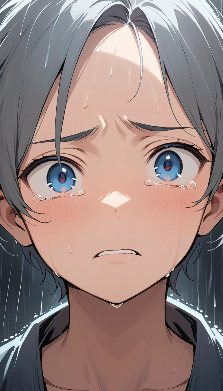Primo piano manga di un giovane dal cuore spezzato