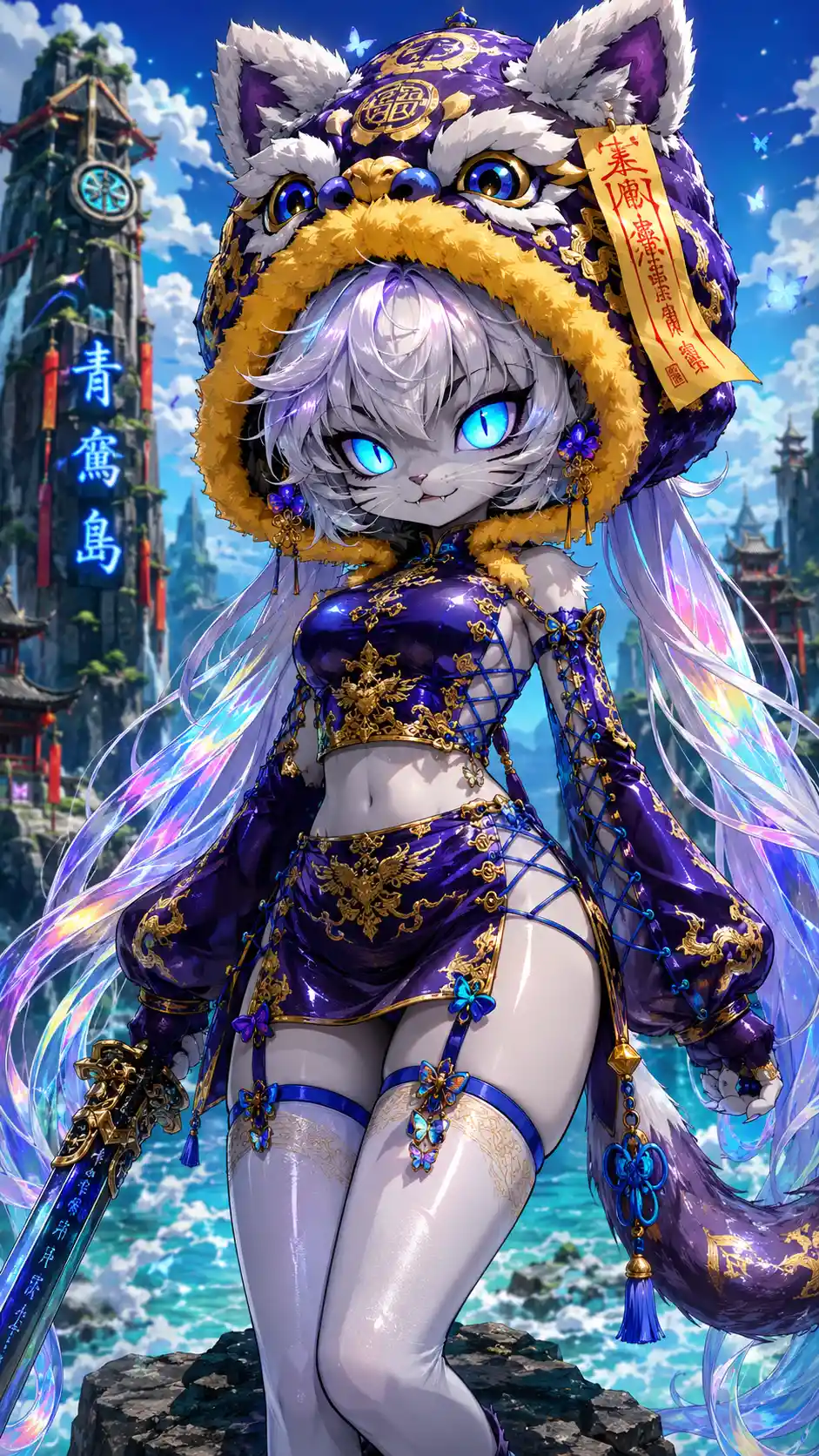 Anthropomorphic Feline Warrior In Guardian Beast Hood