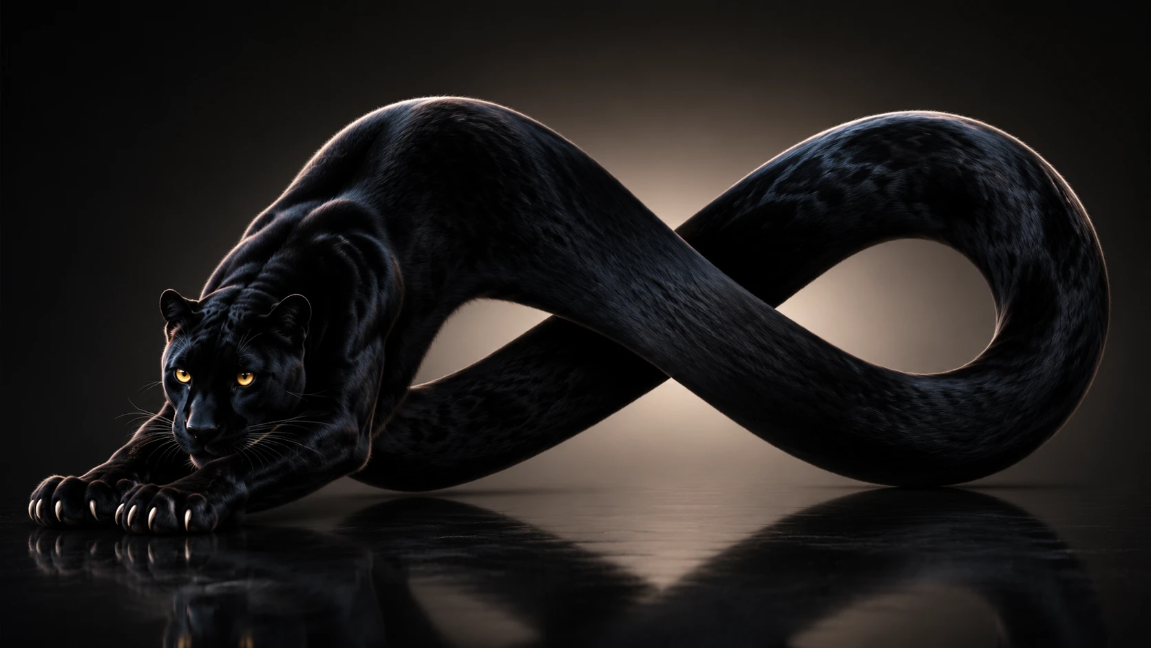 Panthère noire torsadée en une boucle de Möbius infinie