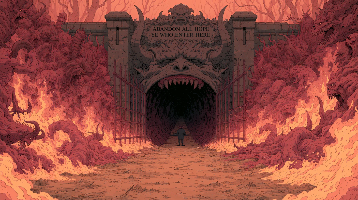 Desolate Path Leading To Demonic Gates Of Hell