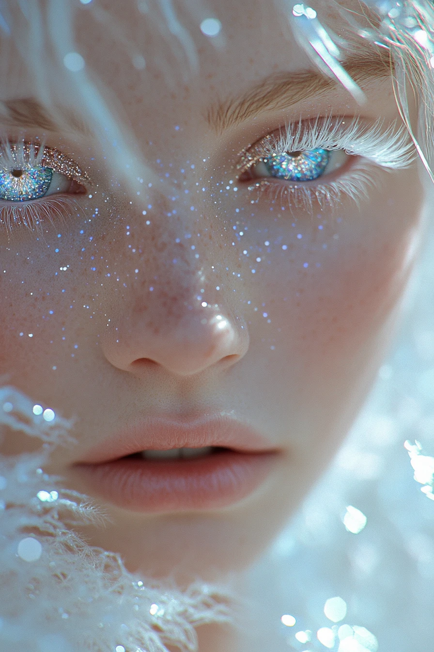 Geheimnisvolle Albino-Fantasy-Frau mit leuchtender perlenhafter Schönheit
