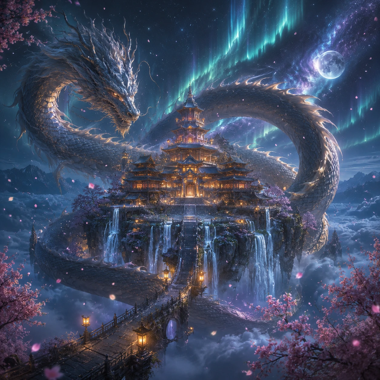 古老巨龍守護雲端之上的浮空神殿