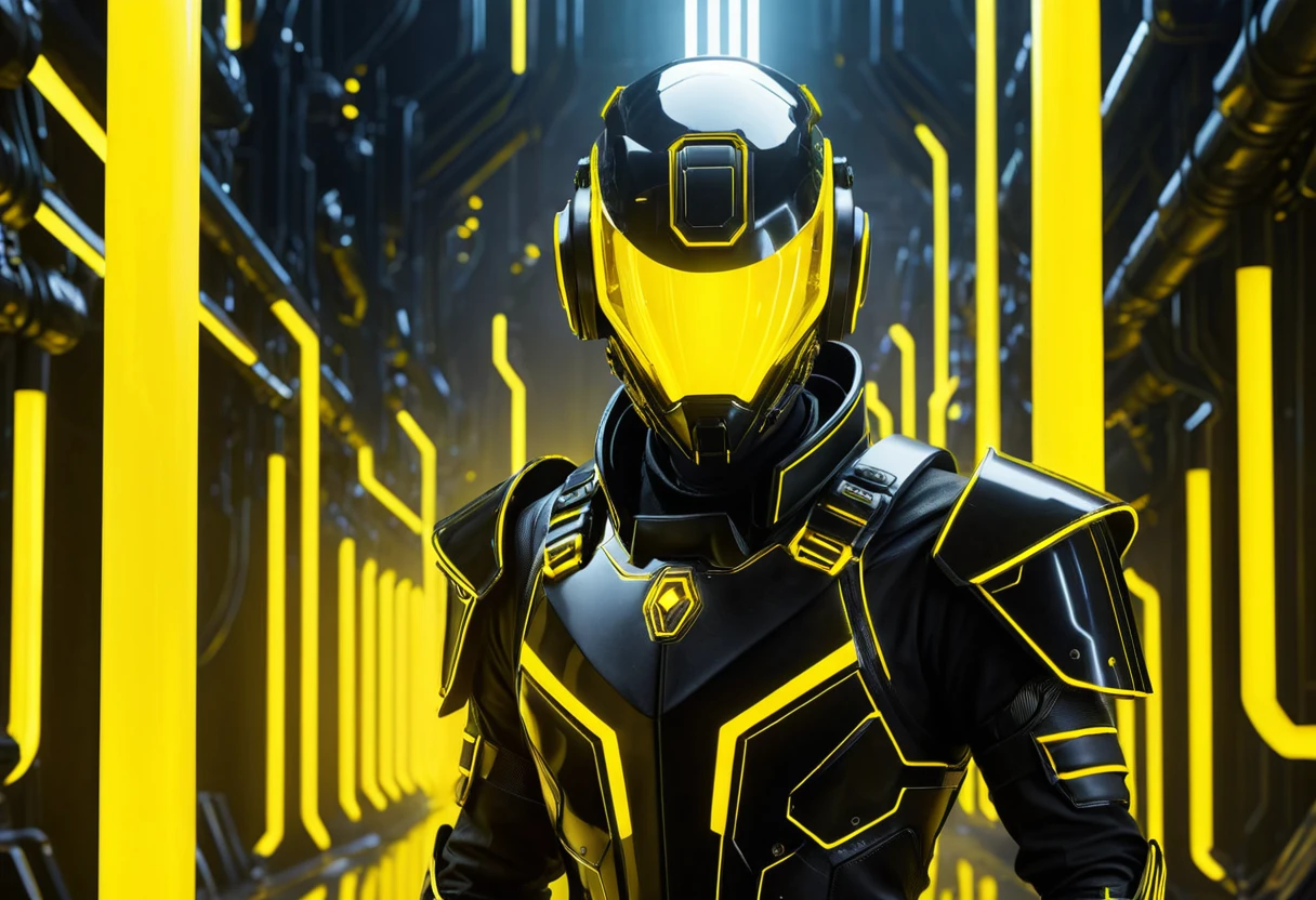 Garotos adolescentes futuristas em uma base militar sci-fi neon