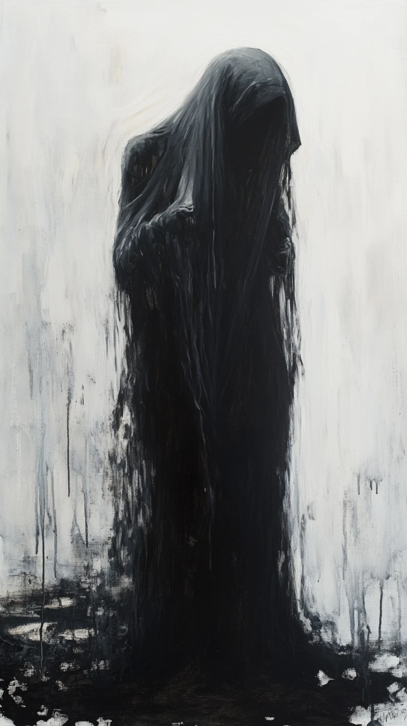 Vazio abstrato em preto e branco com formas derretidas