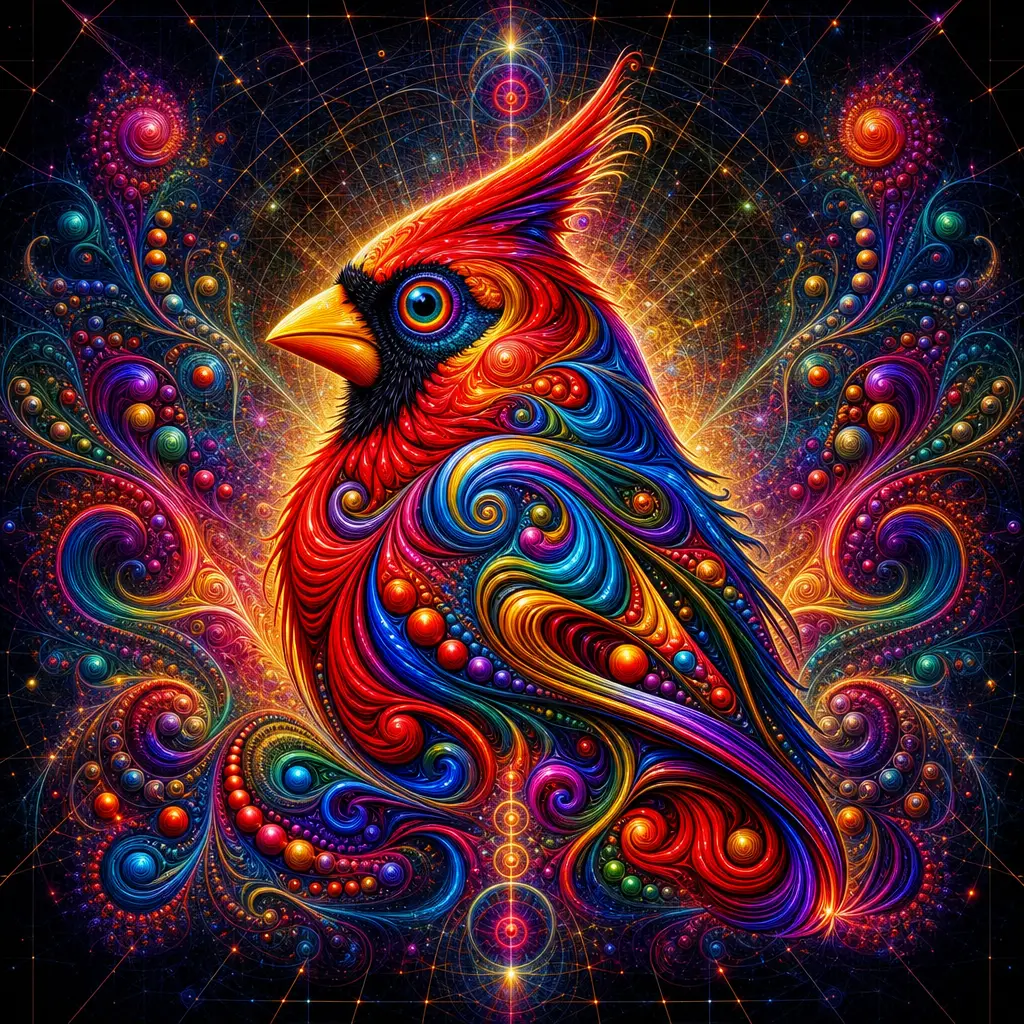由旋轉彩色緞帶構成的迷幻抽象鳥