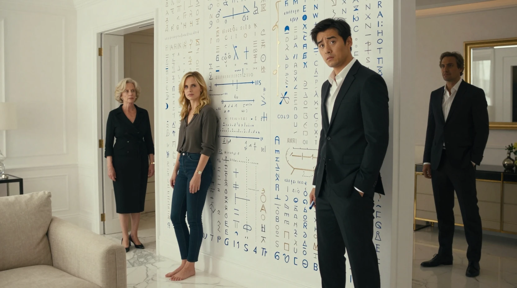 Ripresa grandangolare cinematografica in un attico di lusso luminoso