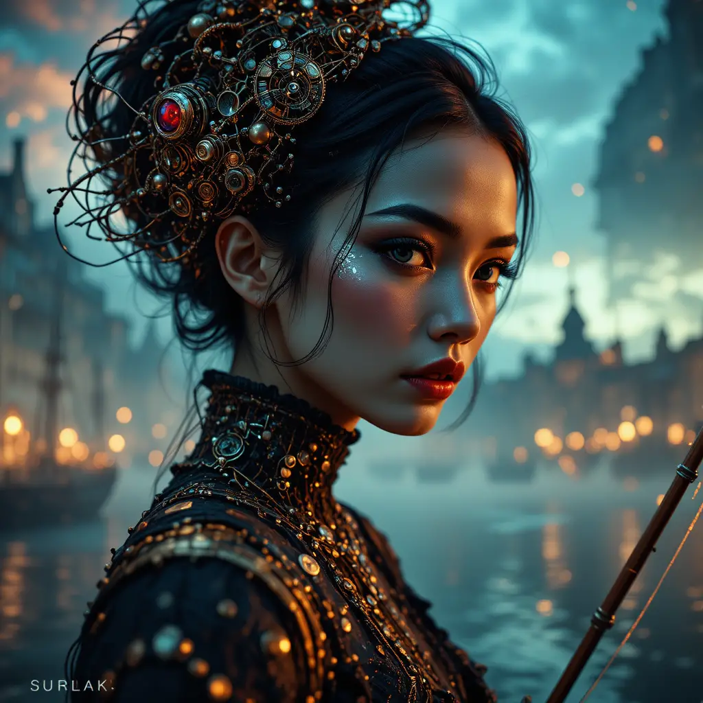 Surreal fashion portrait of a woman in nature