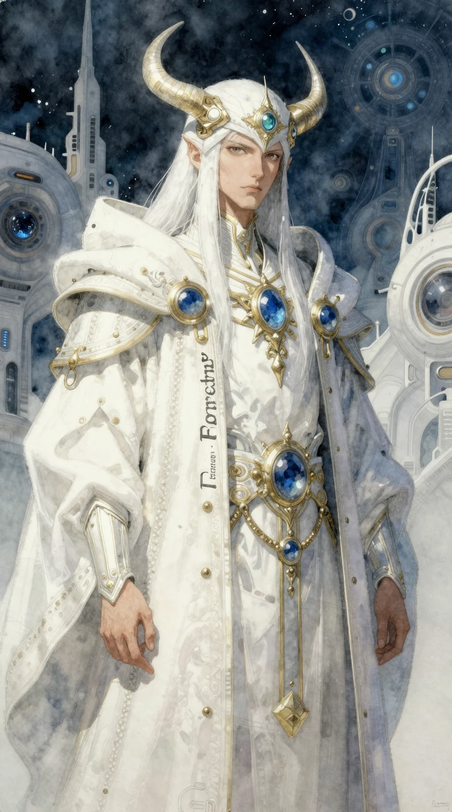 Rei trácio mítico Boreas de manto real branco em close
