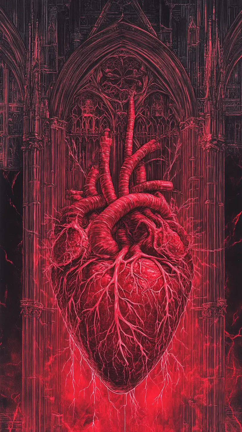 Human Heart Transformed Into Gothic Cathedral Structure