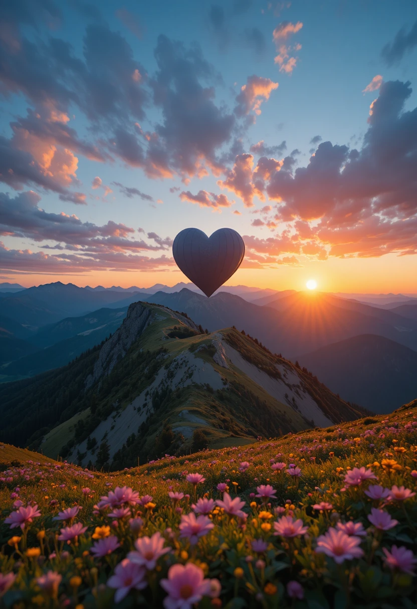 Sonnenaufgangsherz über der polnischen Tatra-Landschaft