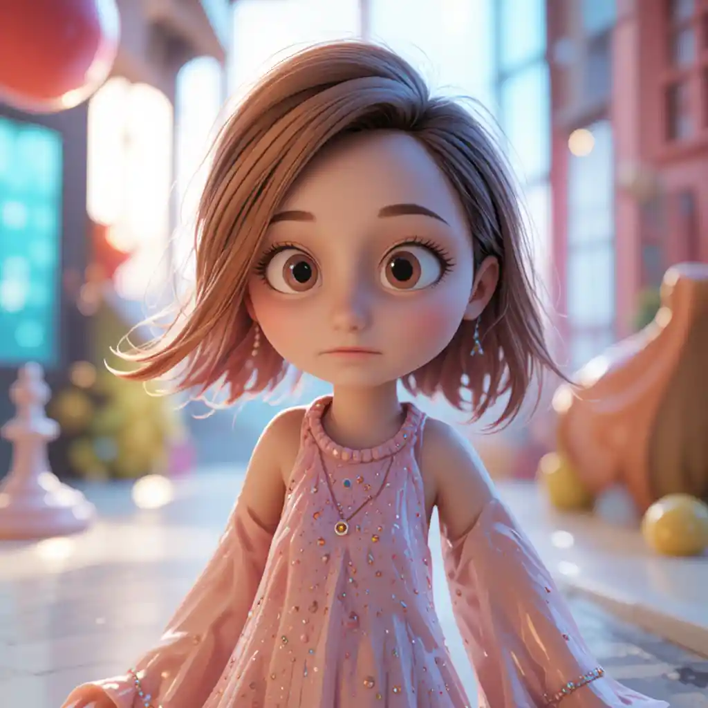Scène d’animation 3D avec éclairage réaliste et profondeur