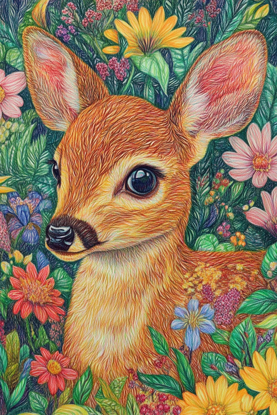 Dessin d’animal mignon avec arrière-plan serein inspiré de la nature