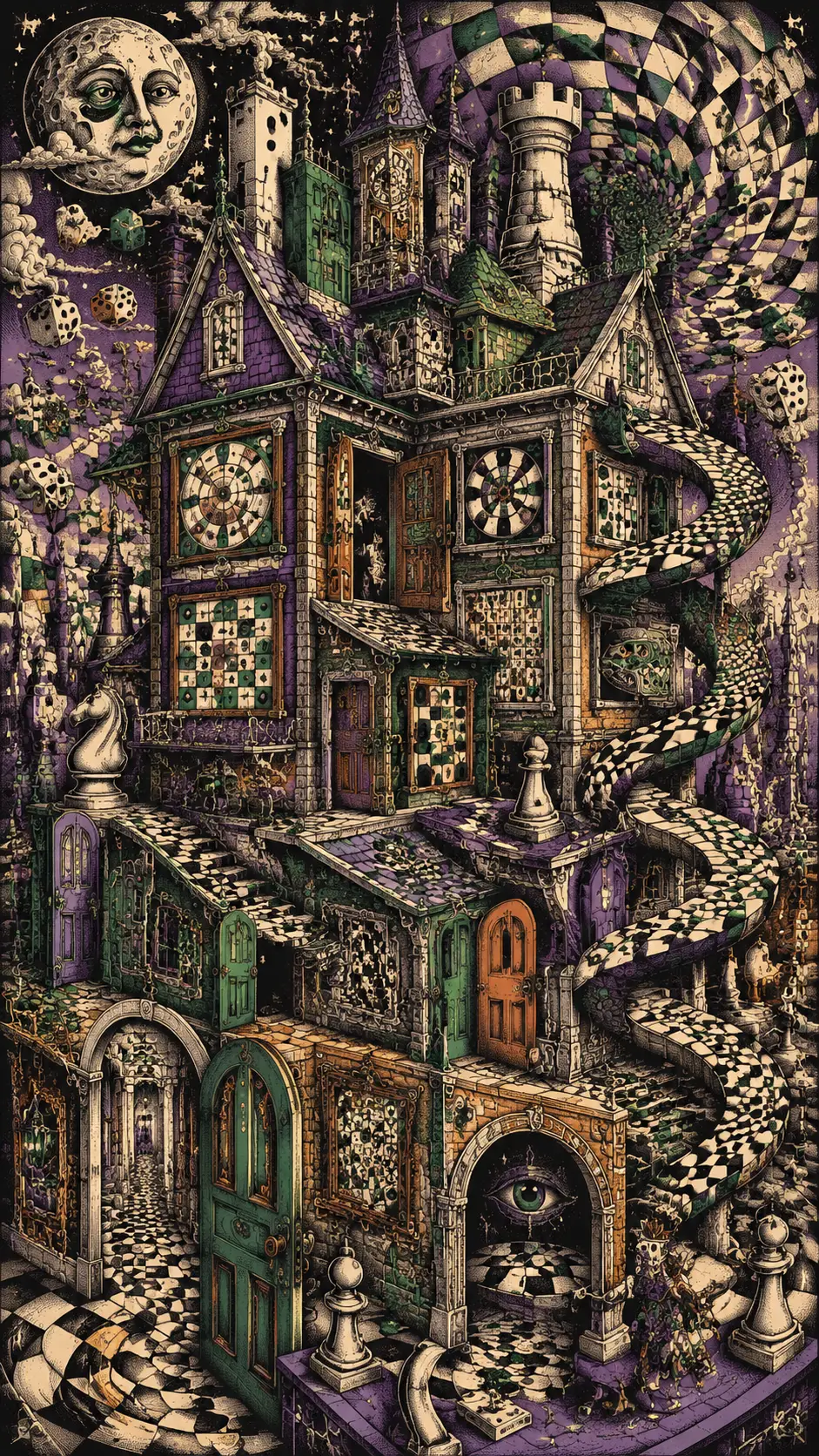 Mansão Vitoriana Surreal com Arquitetura Viva em Estilo de Jogo