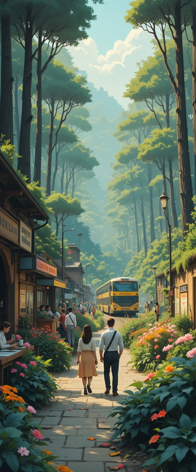 充滿旅客與攤販的未來感火車站
