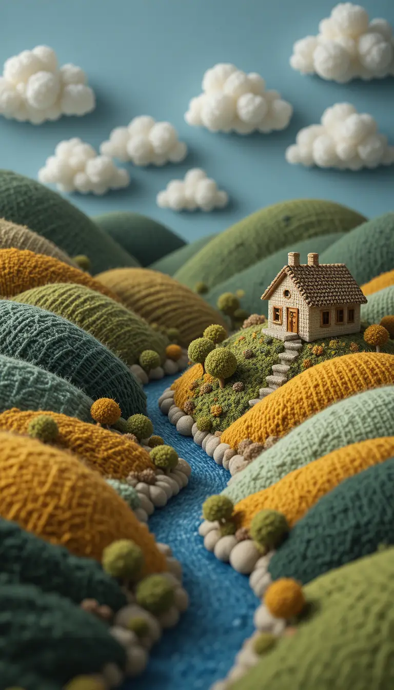 溫馨編織迷你景觀：小屋與河流