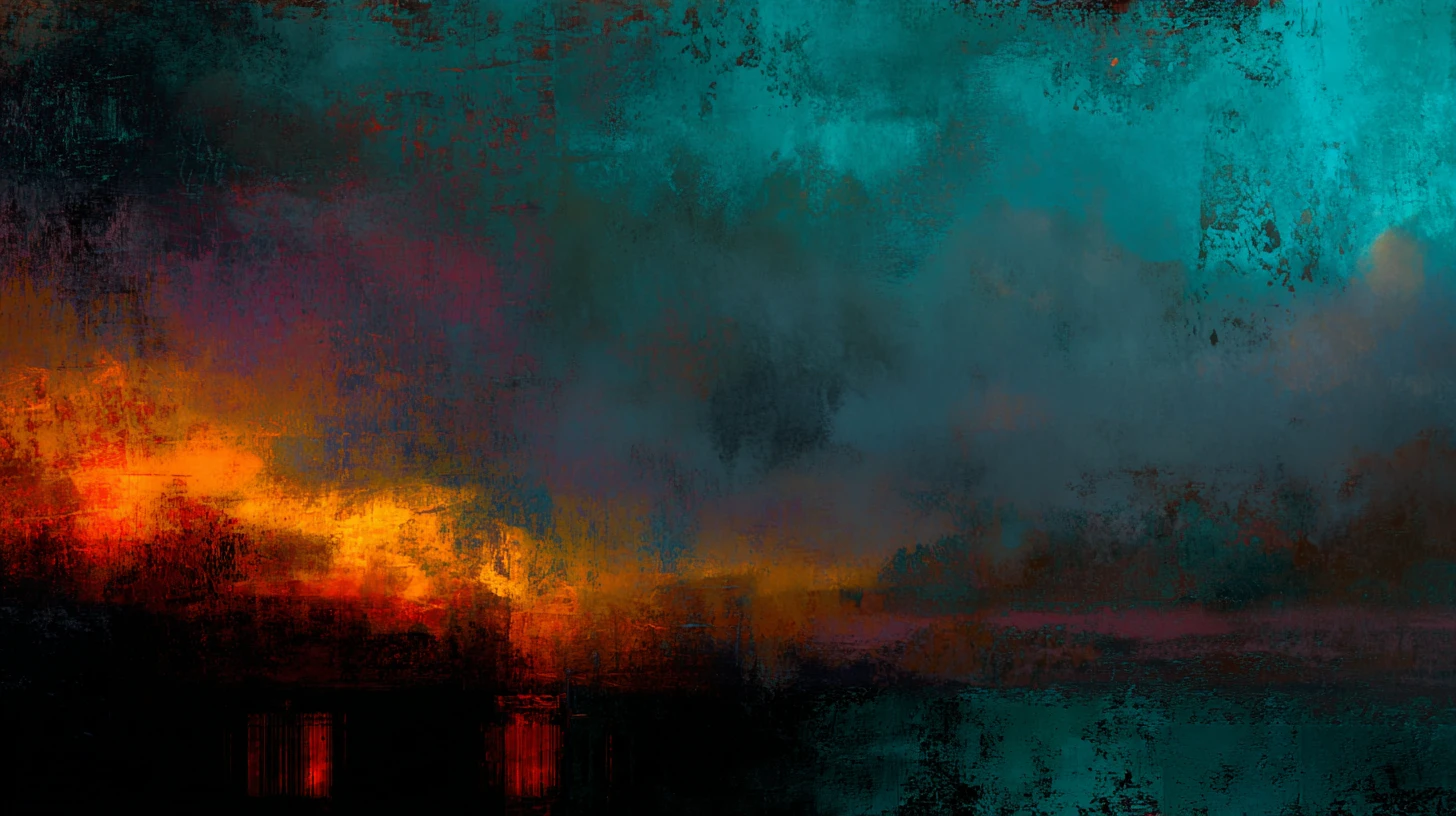 Surreal figure poised between ending and beginning in color