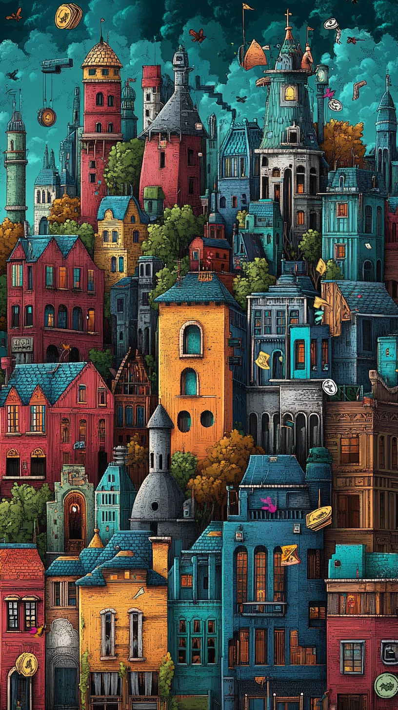 Ville Surréaliste en Boucle aux Rues et Tours Impossibles