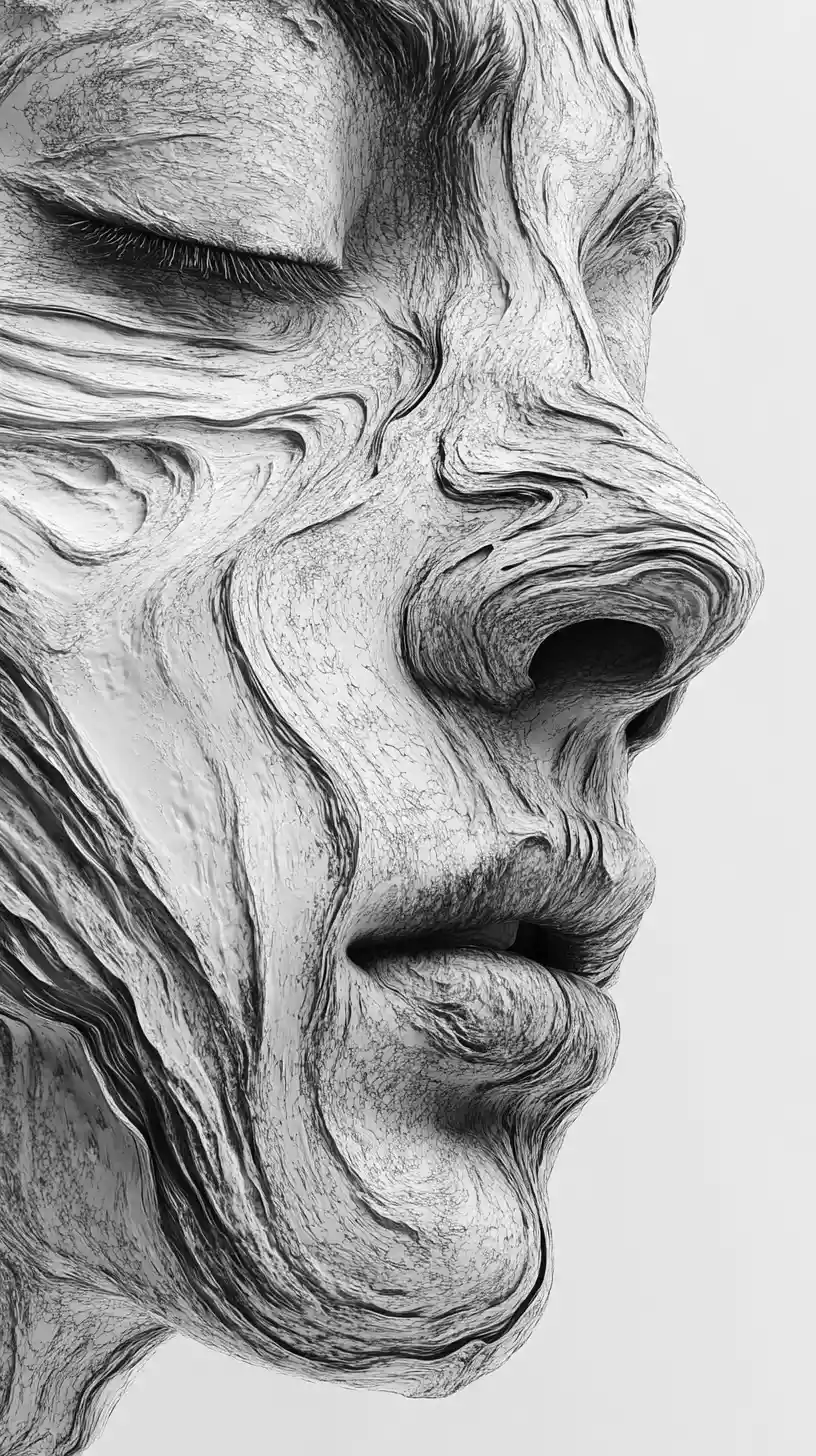 Homme perdu dans ses pensées tandis que les mots coulent autour de lui