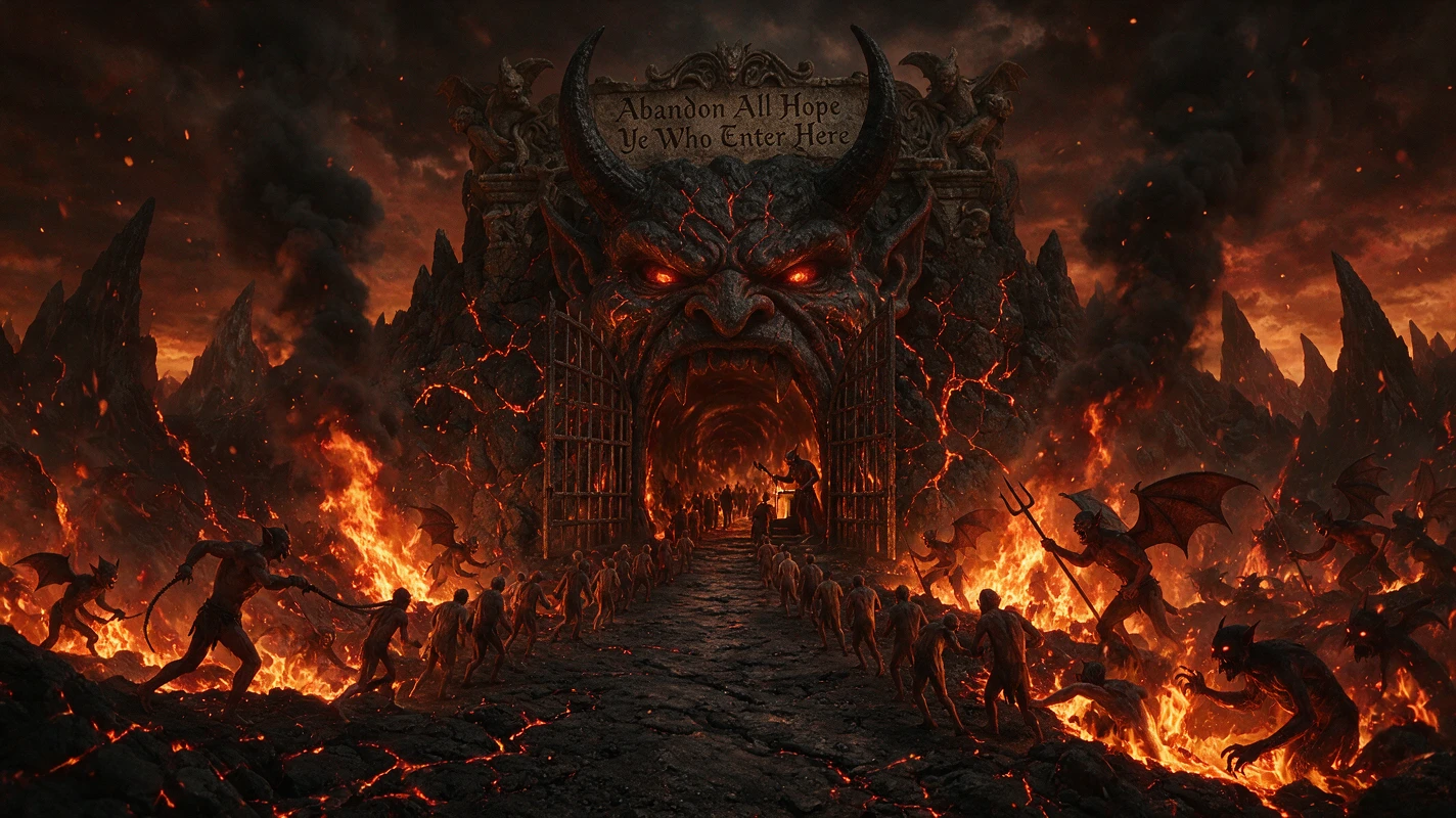 Desolate Path Leading To A Demonic Gate Of Hell