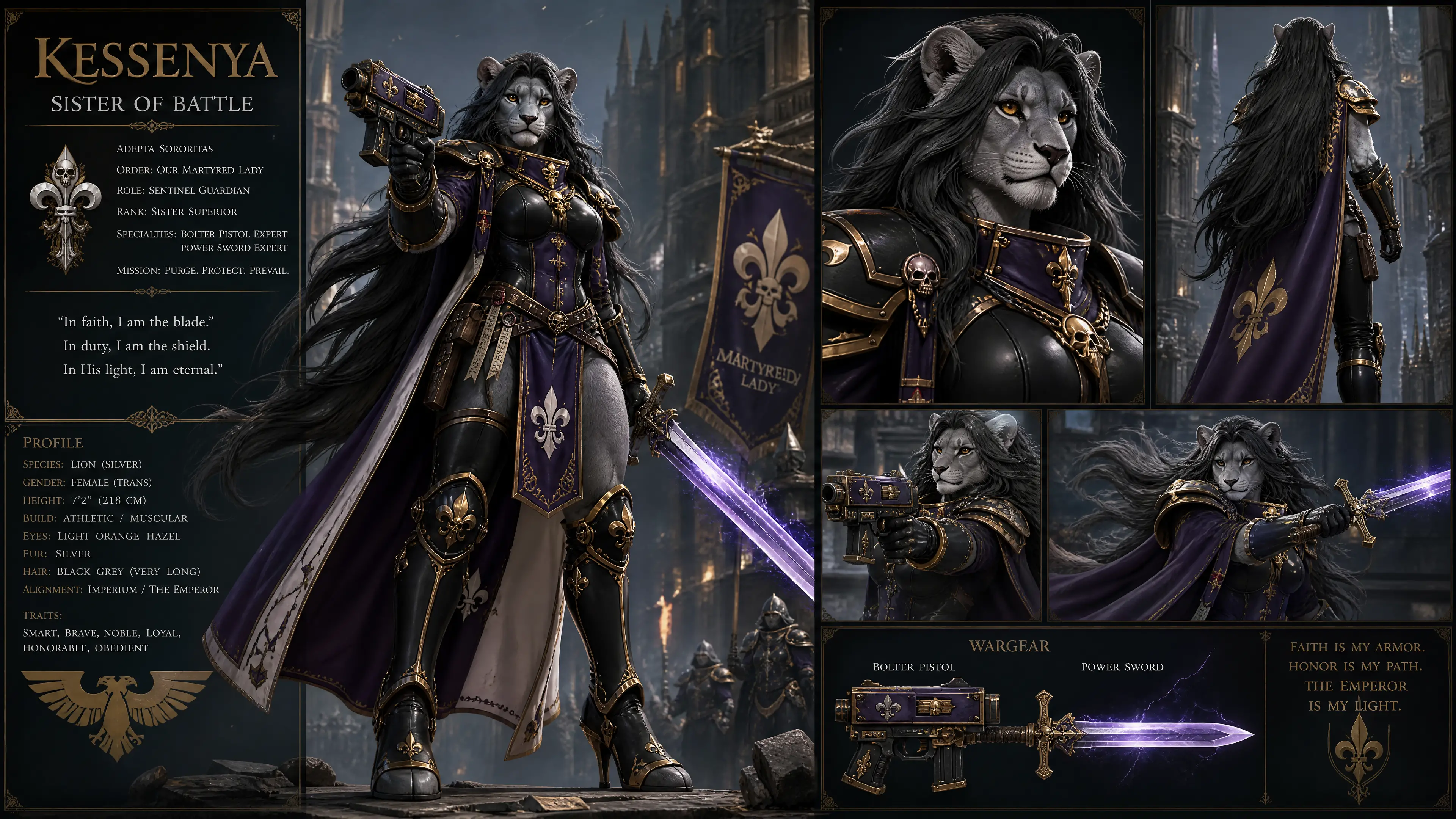 Trans lion warrior sister of battle with power sword