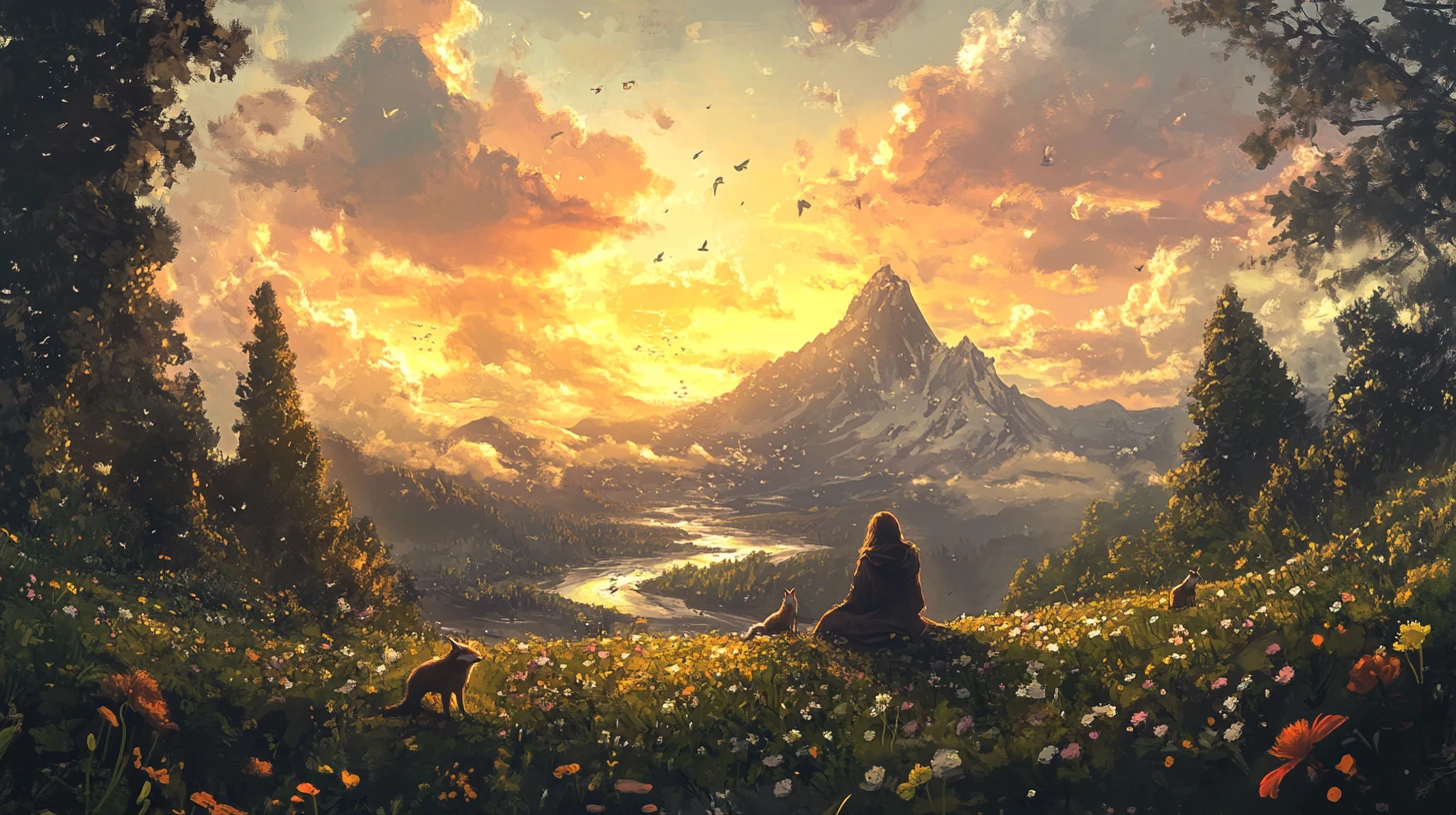 Paisaje montañoso surreal que forma una suave silueta humana