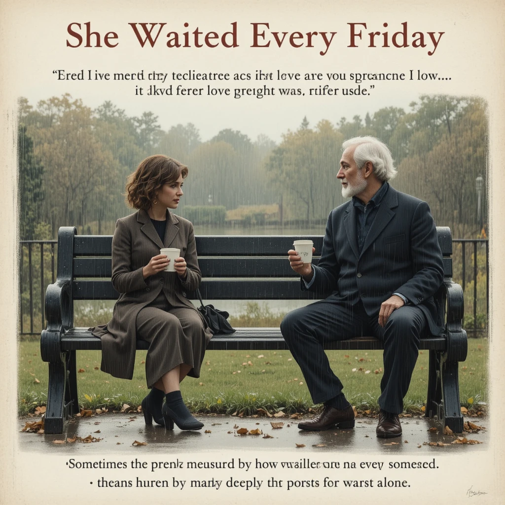 Woman waiting on a park bench with two coffees