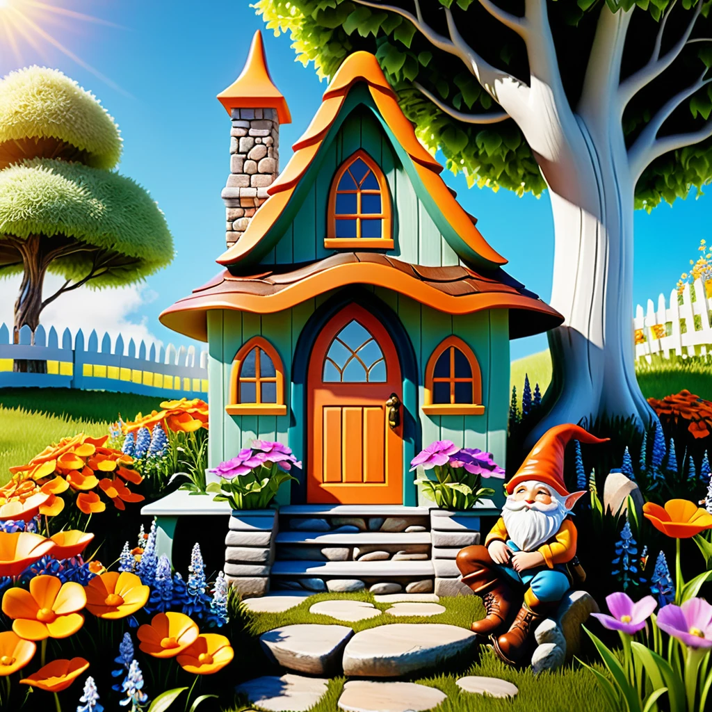 Maison-Botte de Gnome Fantaisiste dans une Forêt Enchantée