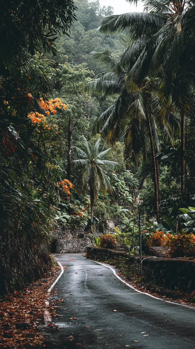 蜿蜒穿越鬱鬱熱帶雨林的柏油公路