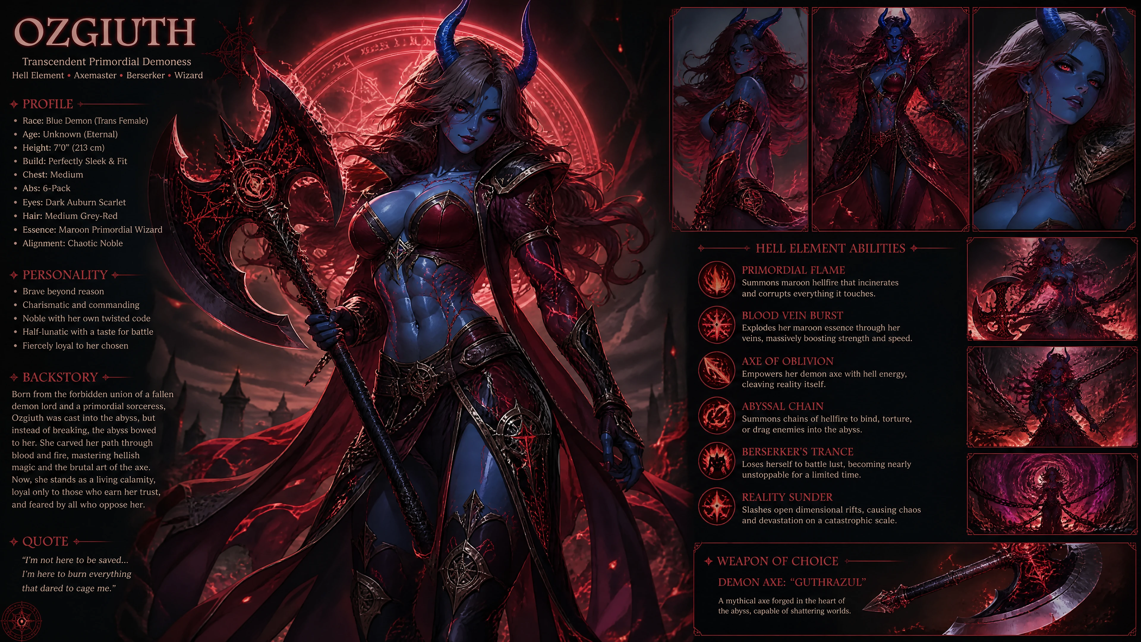 Blue demon sorceress in royal berserker armor