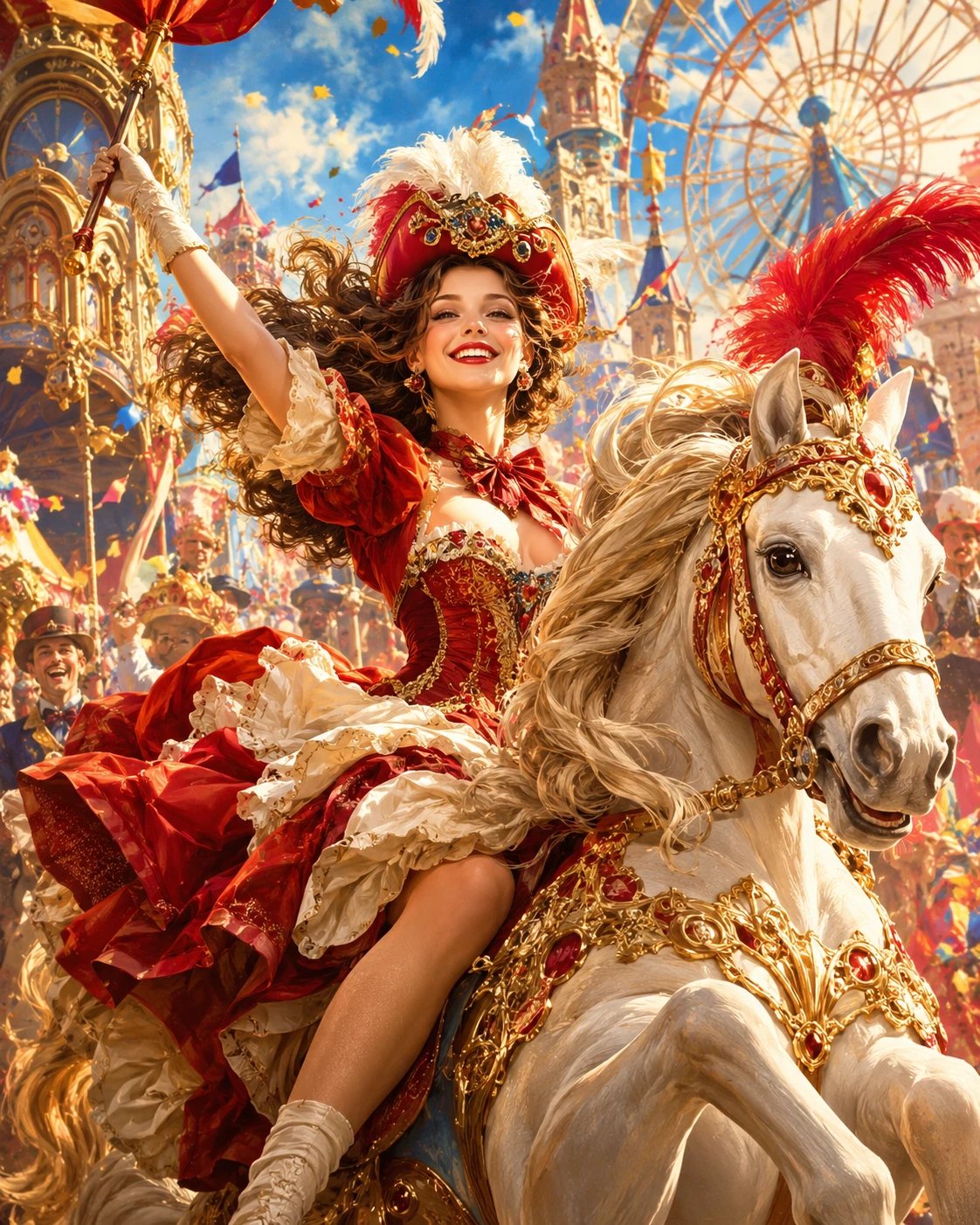 Artista alegre de carnaval fantástico em estilo de pôster vibrante