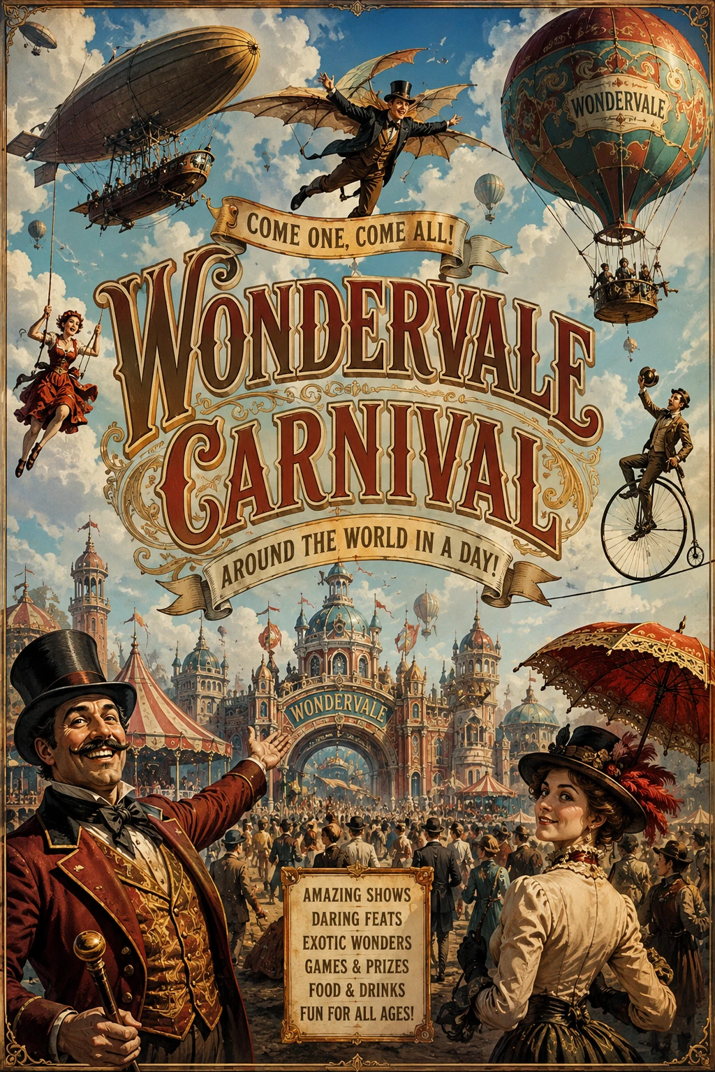 Cartaz alegre de carnaval de fantasia com composição central dinâmica