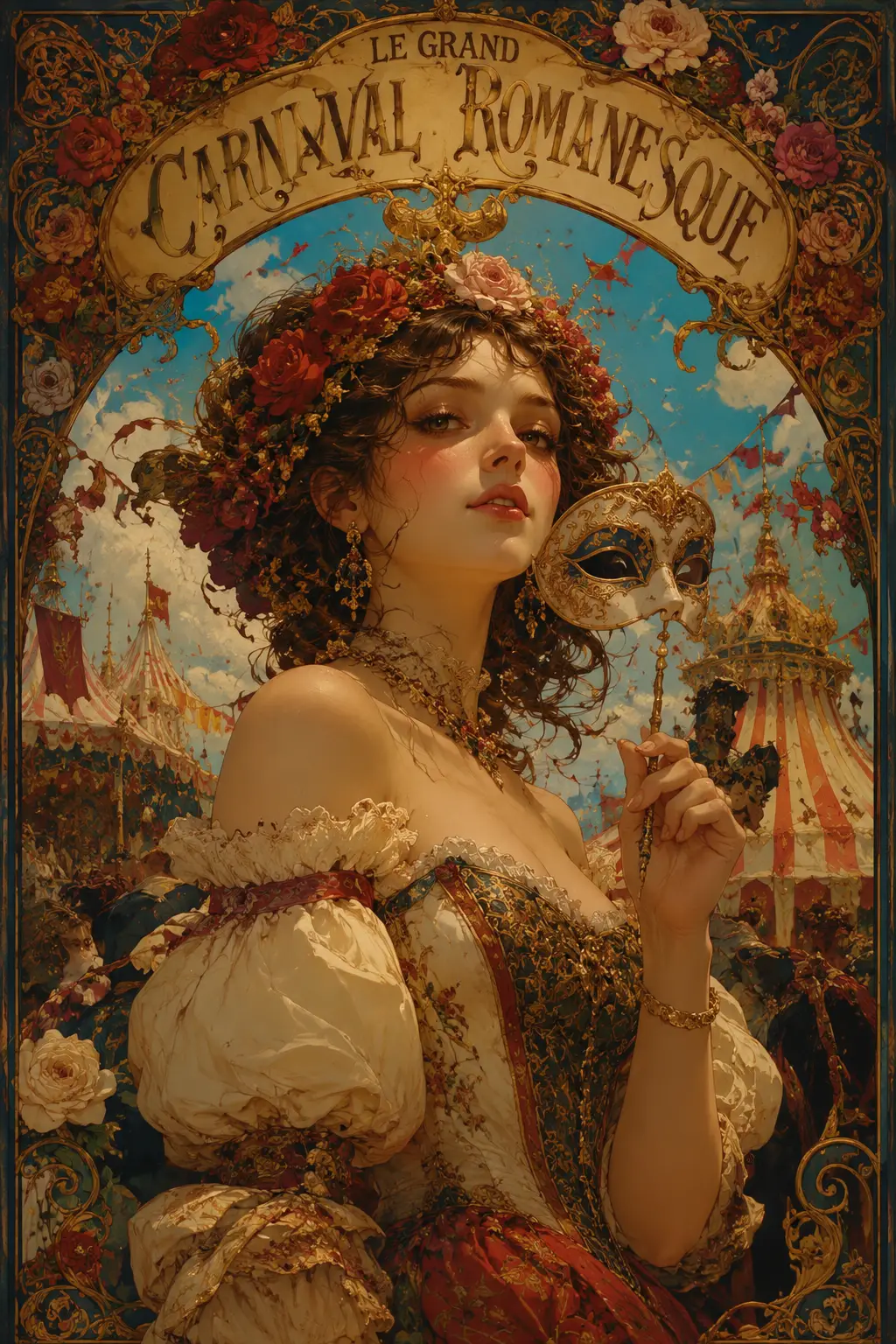 Ilustração de Pôster de Carnaval Fantasia Romântica Romanesca