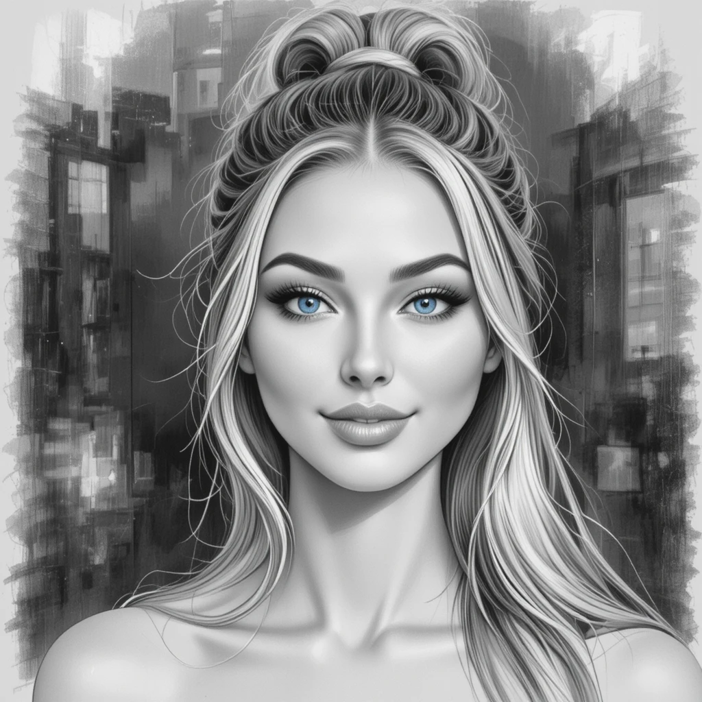 Medium portrait of a blonde girl with blue eyes