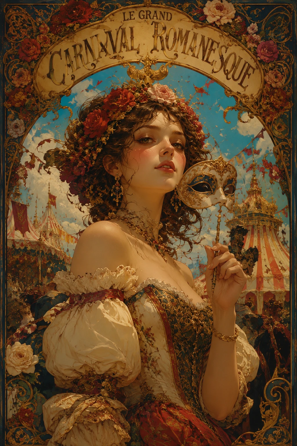 Ilustração de Pôster de Carnaval Fantasia Romântica Romanesca