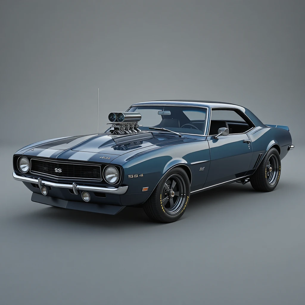 Hyperrealistisches 3D-Rendering eines Camaro SS von 1968