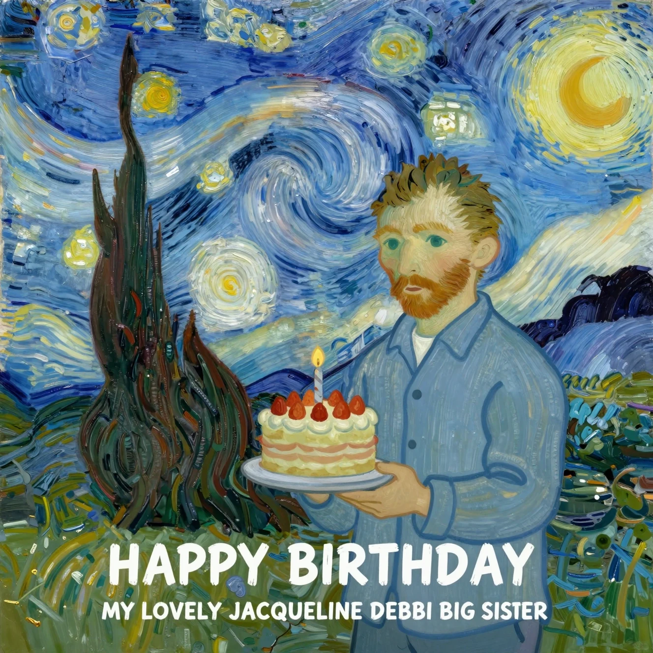 Design colorido de texto de feliz aniversário para irmã mais velha